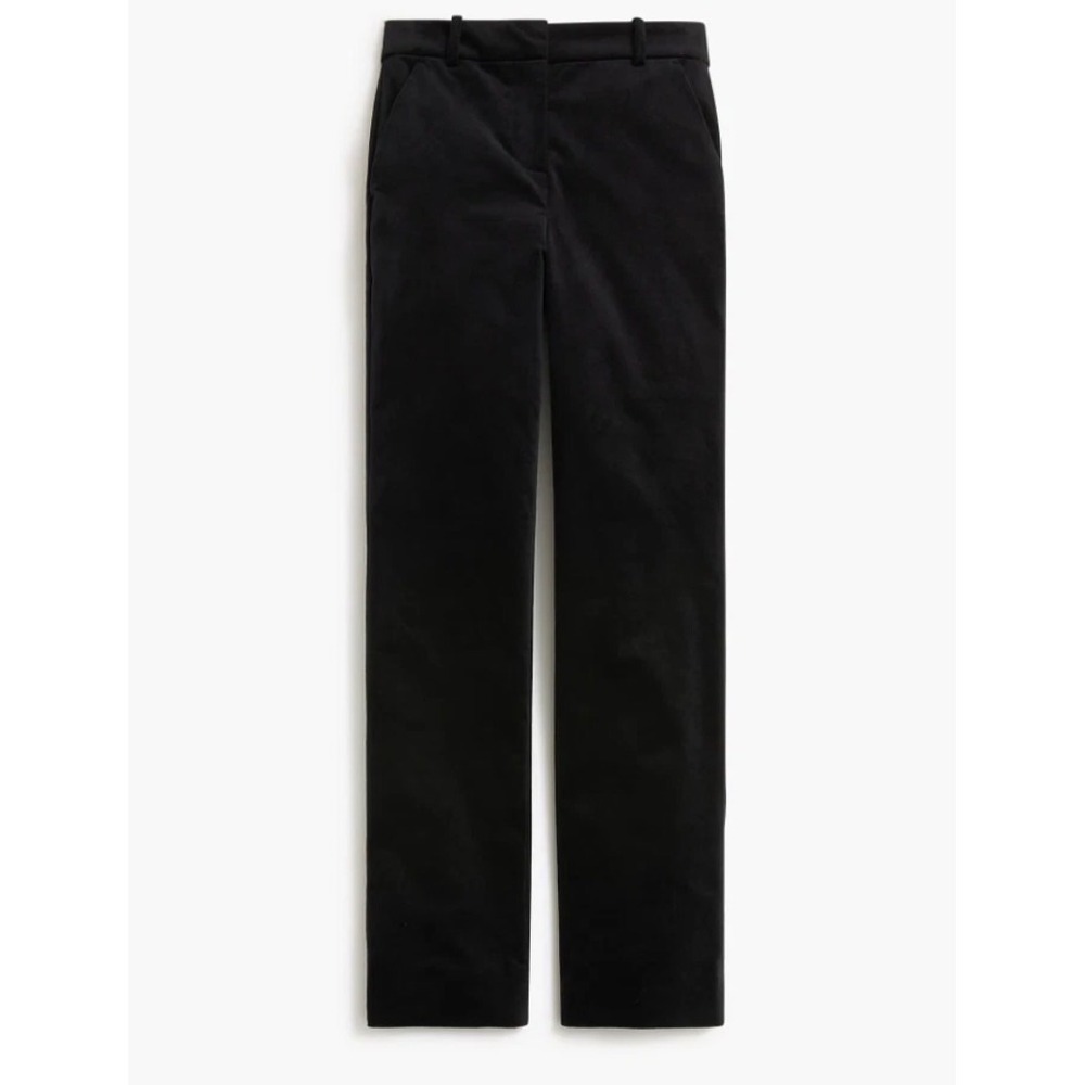 J.Crew Black Velvet Kallie Straight Leg Pants Trousers Holiday Workwear Size 2
